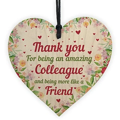Image of RED OCEAN Colleague Leaving Gift Friendship Gifts Wooden Heart Plaque Thank You For Work Keepsake