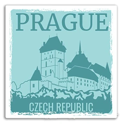 Image of 2 x 10cm Prague Czech Republic Vinyl Stickers Sticker Luggage Travel #19269 (10cm Wide)