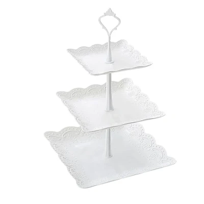 Image of 3 Tiers Cake Display Stand Dessert Cupcake Afternoon Tea Stands Fruit Plate Tray Serving Platter for Wedding Birthday Graduation Party