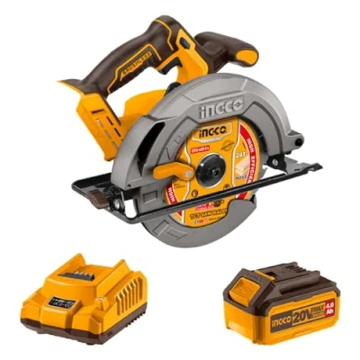 Image of INGCO 20V Cordless Circular Saw Diameter 185mm, Brushless Electric Saws 4800 RPM, Maximum Cutting Depth 65mm with 1Pcs 4.0Ah Battery Pack, Fast Charger, Blade CSLI18511