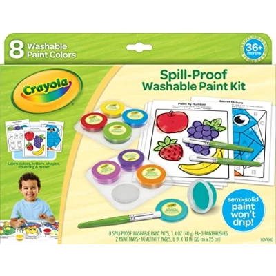 Image of Crayola Spill Proof Paint Set, 8 Count Washable for Kids, Ages 3, 4, 5