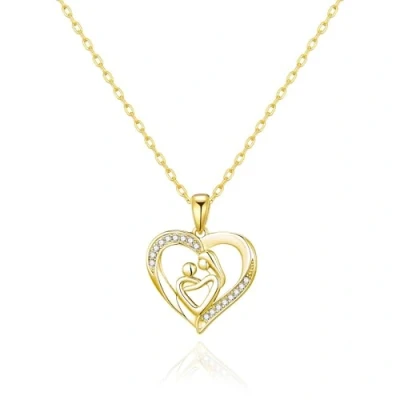 Image of Philip Jones Gold Plated Mother and Child Necklace Created with Zircondia® Crystals