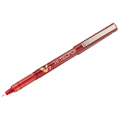 Image of Pilot V7 Hi Tecpoint Rollerball Pen, 0.7 mm Tip Red