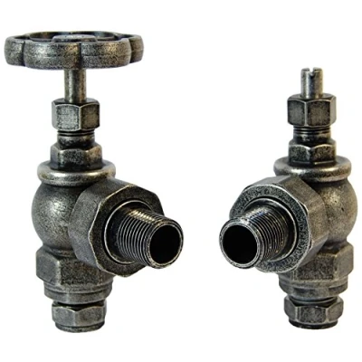 Image of SMR Bathrooms ROS AG PEW Rosa Traditional Manual Angled Radiator Valves Pewter