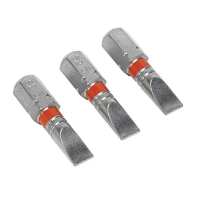 Image of Sealey Ak210508 Power Tool Bits Slotted 5Mm Colour Coded S2 25Mm 3Pc