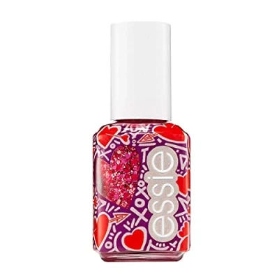 Image of Essie Galentines 2019 Collection Matte Glitter Top Coat, You&#039;re So Cupid Red