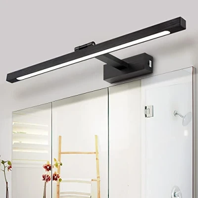 Image of MantoLite LED Dimmable Picture Light Mirror for Dressing Room Hallway Wall Lamp Living Lighting Fixtures Brushed Black Bedroom Sconce Reading Lights with Adjustable Head (60CM 12W)