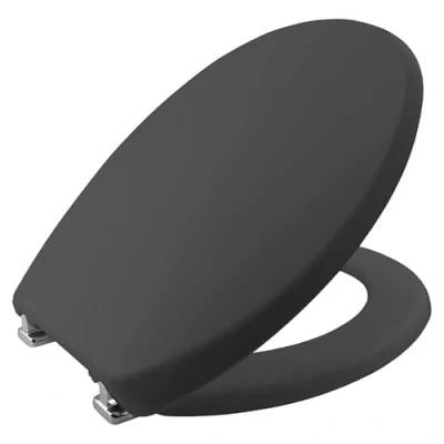 Image of BEMIS Buxton Ultra Fix Thermoplastic Slate Grey Toilet Seat. Non Slip Seat with Adjustable Chrome Hinges. Plastic Seat, Universal Easy to Clean &amp; Quick Installation,