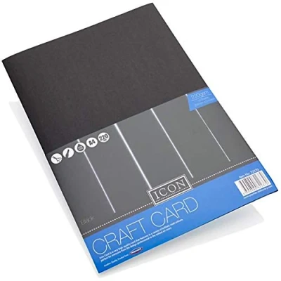 Image of Premier Stationery Craft, Icon 220Gsm Black Card. Pack of 10, A4