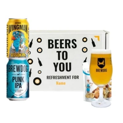 Image of Personalised Brewdog British Craft Beer Gift Set with Glass Premium Selection, Gifts For Men, Women, Him, Her, Christmas,