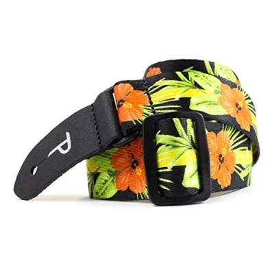 Image of Perri’s Leathers Ltd. Ukulele Strap Polyester Hibiscus Red Adjustable Made in Canada (UKLPCP 7092)