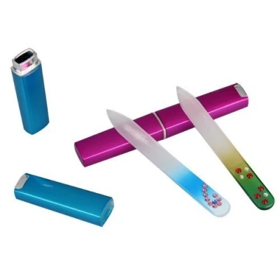 Image of WayGo 2 Colors Professional Crystal Glass Nail Files + Hard Case