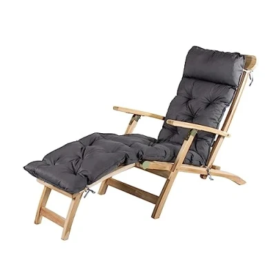 Image of Ambientehome Deckchair, approx. 195 x 49 10 cm, upholstered cushion, grey, 20070 edition