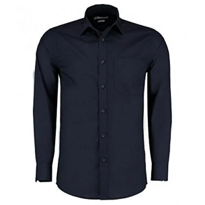Image of Kustom Kit Mens Long Sleeve Tailored Poplin Shirt (18) (Dark Navy)