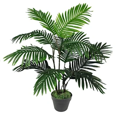 Image of Leaf Large Artificial Palm Tree, Green, 90cm