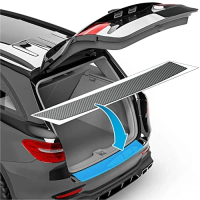 Image of uProtect Car Bumper Protector Full Set For Ford Mustang Mach E I 2021 2024 Rear guards cars, anti scratch, Paint Sill Lip Carbon Black