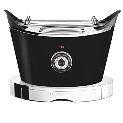 Image of BUGATTI, Volo, Electric Toaster, 4 Functions, 6 Toasting Levels, Innovative Design, Stainless Steel Body, Power 930 W, Pliers/Sandwich Cages not Included (Black)