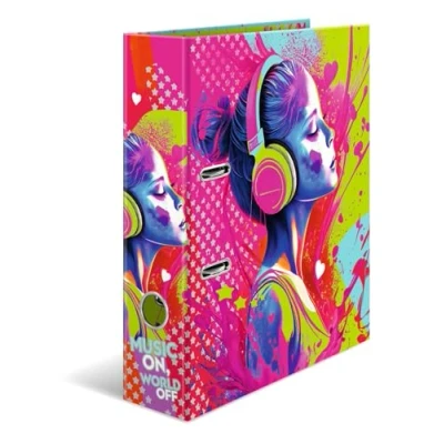 Image of HERMA A4 Music Girl Folder, 7 cm Wide, Children&#039;s Ring Binder with Art Motif, Colourful Lever Arch File Inner Print for Boys and Girls
