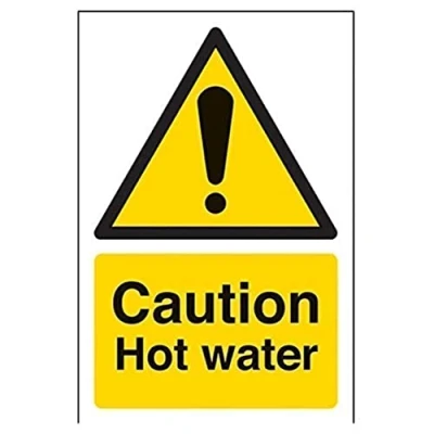Image of V Safety Caution Hot Water Warning Sign 100mm x 150mm Self Adhesive Vinyl