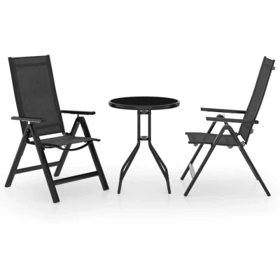 Image of vidaXL 3 Piece Bistro Set Black and Anthracite