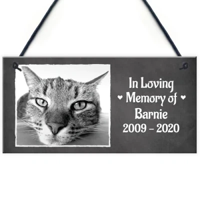 Image of Red Ocean In Loving Memory PERSONALISED Pet Cat Memorial Plaque Grave Photo Sign