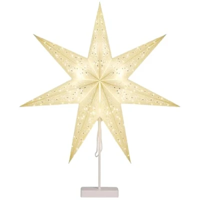 Image of CASARIA® LED Light Up Star Decoration Xmas Festive Freestanding Paper Lantern 60cm Christmas, Winter, Advent, Hygge Wireless, Battery Operated Hole Cut Outs Warm White