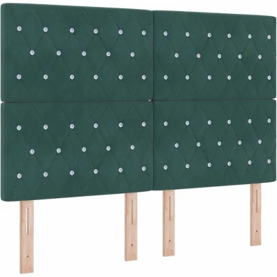 Image of vidaXL Box Spring Bed with Mattress Dark Green 140x200 cm Velvet