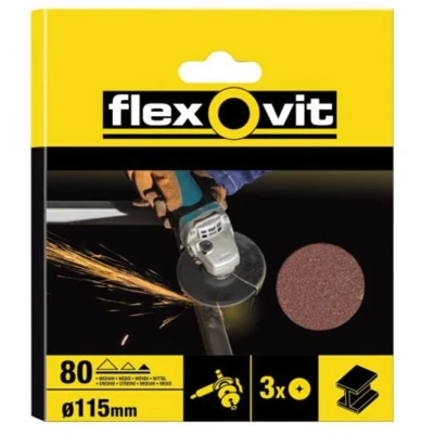 Image of Flexovit Aluminium Oxide Fibre Disc 115mm Extra Coarse 36G (Pack 3) FLV27531