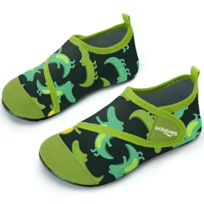 Image of Swim Water Shoes Boys Kids Toddlers Baby Beach Aqua Pool Swimming Socks River Sea Sand Footwear（Dinosaur Dark Green 30/31）