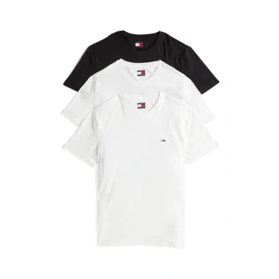 Image of Tommy Jeans 3 PACK Basic Tshirt, Men&#039;s, Size: 42, ecru black
