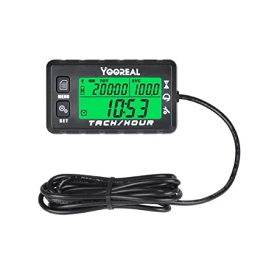 Image of Yooreal Digital Hour Meter and Tachometer Gauge,Maintenance Hours,Waterproof Design for Lawn Mower Log Splitter Generator Compressor Motorcycle Marine Jet Ski Snowblower Dirt Bike