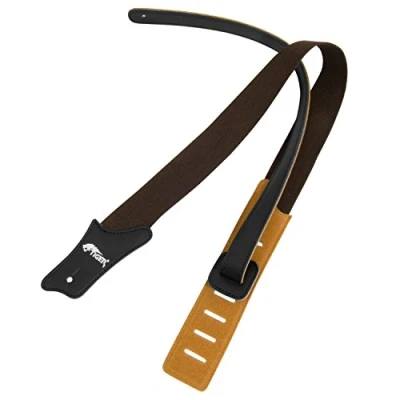 Image of TIGER MUSIC Brown Cotton Leather Ended Guitar Strap