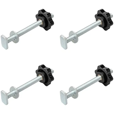Image of 4 PCS M8 T Track Kit,T Bolts with Knobs and Washers for Woodworking Tool Slots Fastening Fixtures