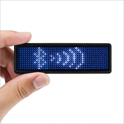 Image of Coolbird Blue LED Name Tag, Rechargeable Wireless Bluetooth Badge Reuseable Price Tag 44x11 Pixels Digital Sign for Restaurant Shop Exhibition Nightclub Hotel