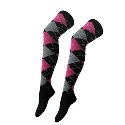 Image of Womens Over The Knee Thigh High Socks Ladies Plain Stripe Warmer OTK Referee