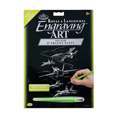 Image of Royal &amp; Langnickel Silver Engraving Art A4 Size Jet Planes Designed Painting Set