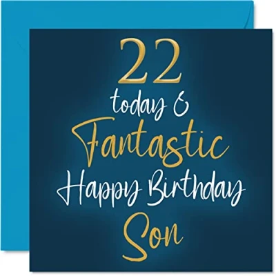 Image of Fantastic 22nd Birthday Cards for Son 22 Today &amp; Happy Card from Mum or Dad, Gifts, 145mm x Greeting Gift