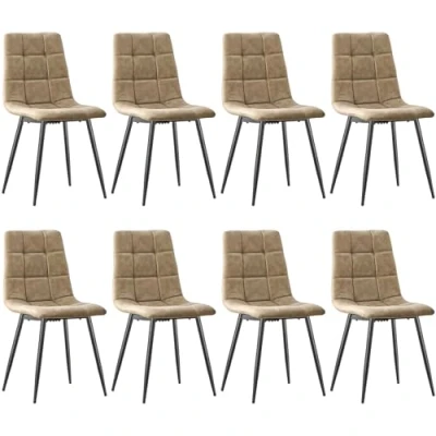 Image of LONGTOO Dining Chairs Set of 8, Technical Cloth Kitchen Chairs, Upholstered Chair with Metal Base for Room, Living Kitchen, Bedroom and Reception Room