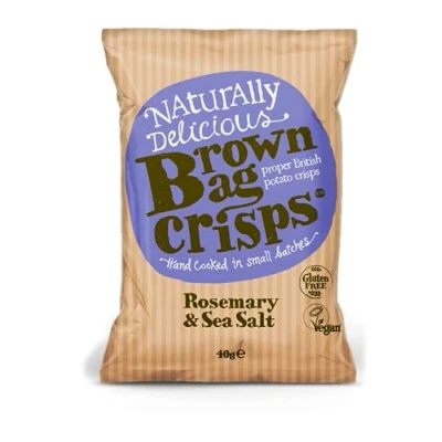 Image of Brown Bag Crisps Rosemary and Sea Salt 40g (Pack of 20)