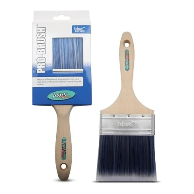 Image of Axus Decor Pro Paint Brush (Blue Color) 4&quot;/100mm For All Paints, Synthetic Bristle Filaments, Beavertail Wooden Handles, Rust Resistant Stainless Steel