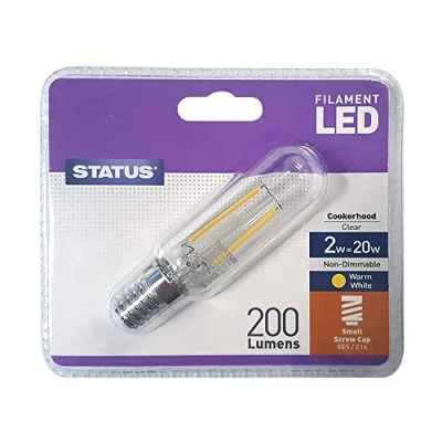 Image of Status 2w 240v SES Clear Universal Filament Cooker Hood Lamp E14 T25 Light Bulb