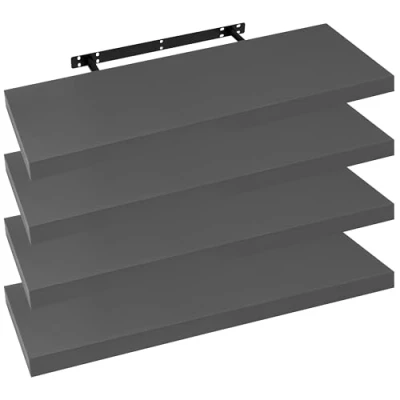 Image of WOLTU RG9369dgr 4 Wall Shelves, Bookshelf for Decorative Made of MDF Wood, Set Hanging Dark Grey, 70 x 23 3.8 cm