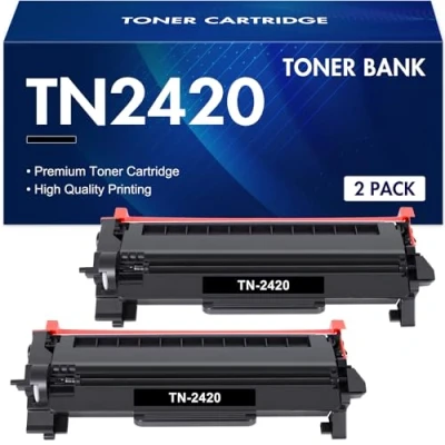 Image of Toner Bank TN2420 Cartridge for Brother HL L2350DW TN 2420 TN2410 2410 MFC L2710DW L2710DN L2310D DCP L2530DW L2750DW L2510D L2730DW Ink (Black, 2 Pack)