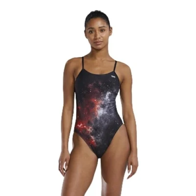 Image of TYR Women&#039;s Standard Durafast Elite Cutoutfit Swimsuit, Red/Starborne