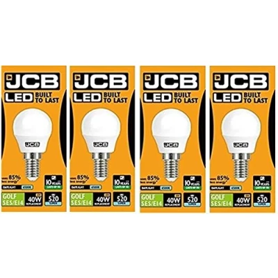 Image of JCB LED 4 X Daylight SES E14 Small Screw Golf Ball Mini Globe Lamp 6500K Light Bulb 40W Equivalent [Energy Class A+]