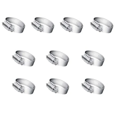 Image of Hose Clamp, 10 Pieces Stainless Steel Adjustable 13 19mm Range Worm Gear Fuel Line Clamp for Plumbing, Automotive and Mechanical Applications (3/4iinches)