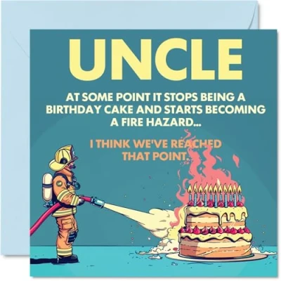 Image of Rude Uncle Birthday Card Fire Hazard Funny Happy for from Nephew Niece, 145mm Joke Humour Bday Greeting Cards