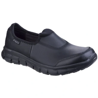 Image of Skechers Women&#039;s Sure Track Work Shoes, Black Leather Bbk, 7 UK