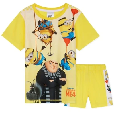 Image of MINIONS Boys Short Pyjamas Set, Soft Breathable Lounge Wear Gifts (Yellow/Multi, 4 5 Years)