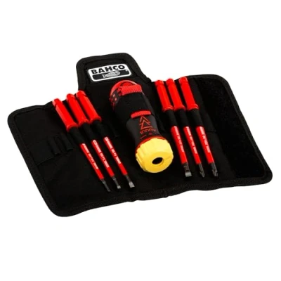 Image of Bahco 808062 Ratcheting Screwdriver with Interchangeable Blades, Multi Colour, Set of 6 Piece